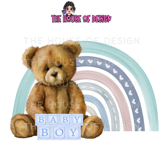 New Baby Boy Teddy Bear Sublimation Design