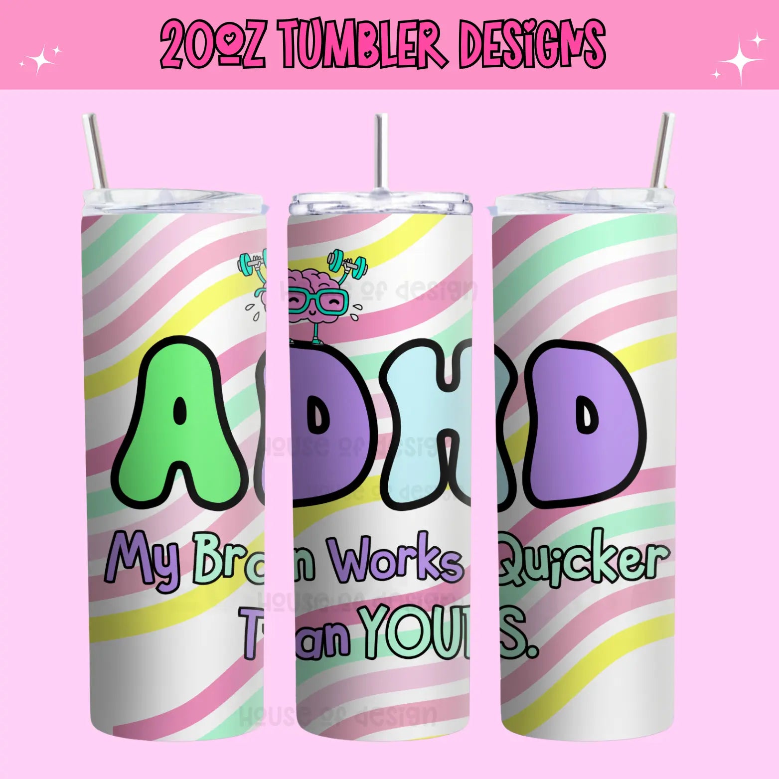 20oz Tumbler Wrap Design - ADHD✨ The House Of Design