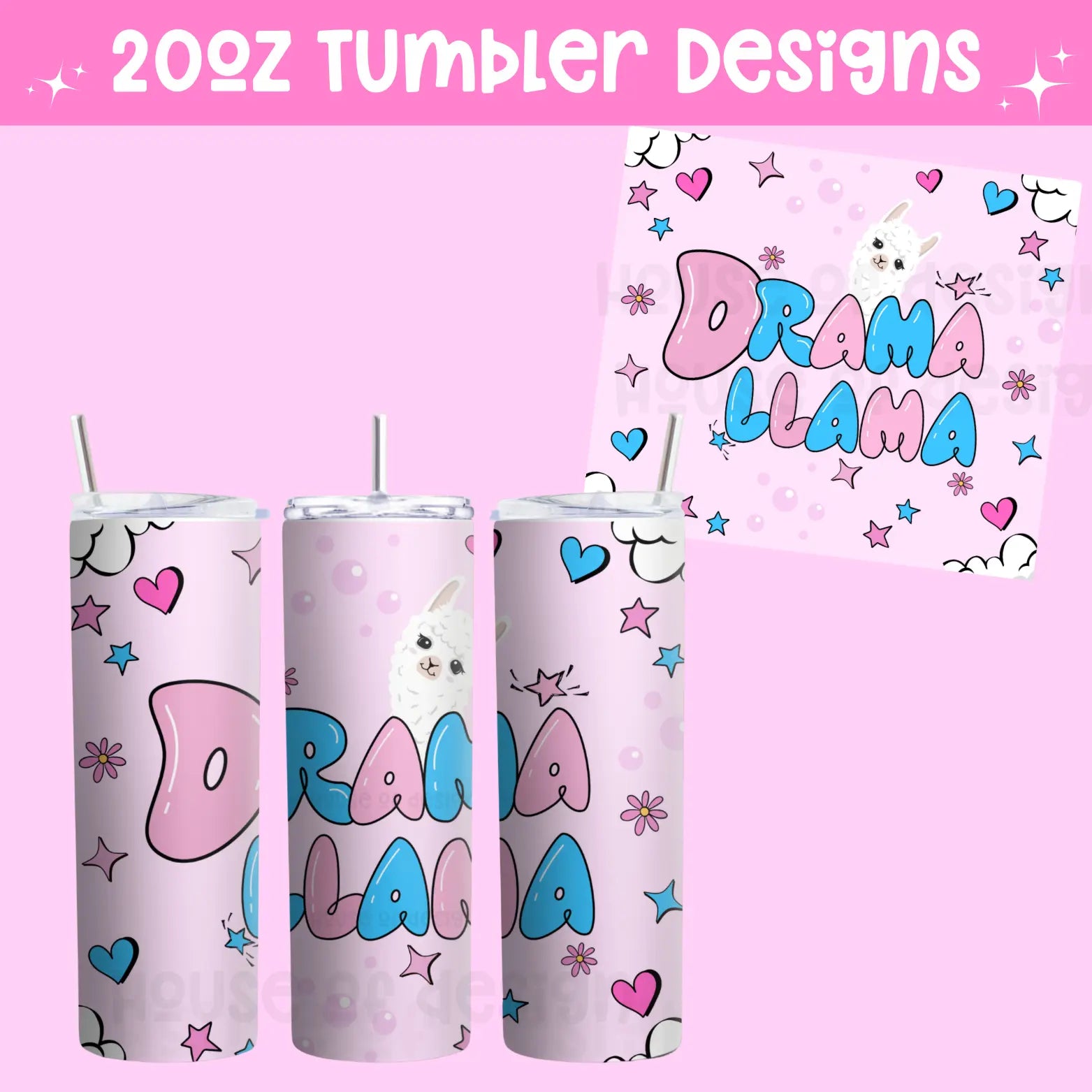 20oz Tumbler Wrap Design - DRAMA LLAMA The House Of Design