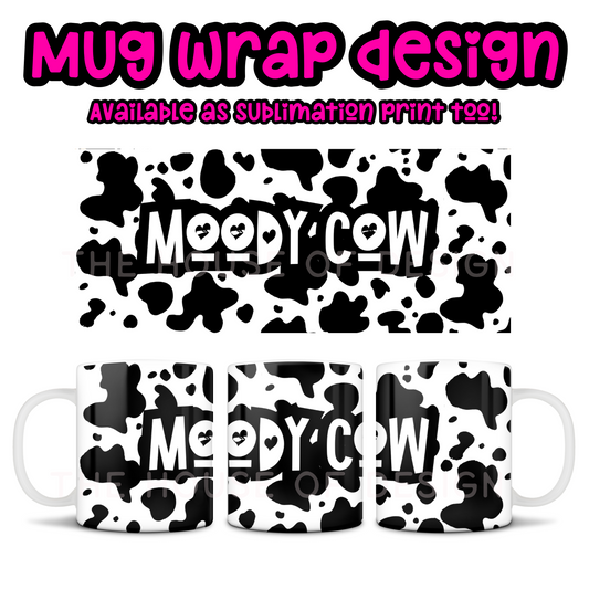 10/11oz Mug Wrap Design  - moody cow