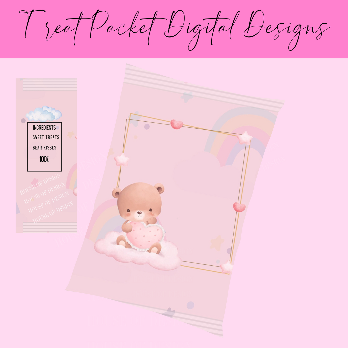 Baby pink Treat packet digital design 