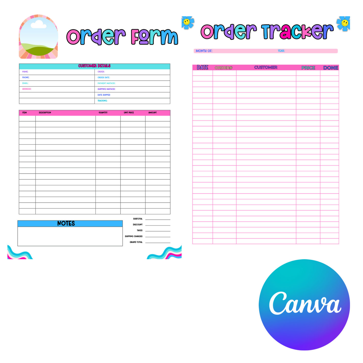 Order Form & Tracker Form - Instant Download