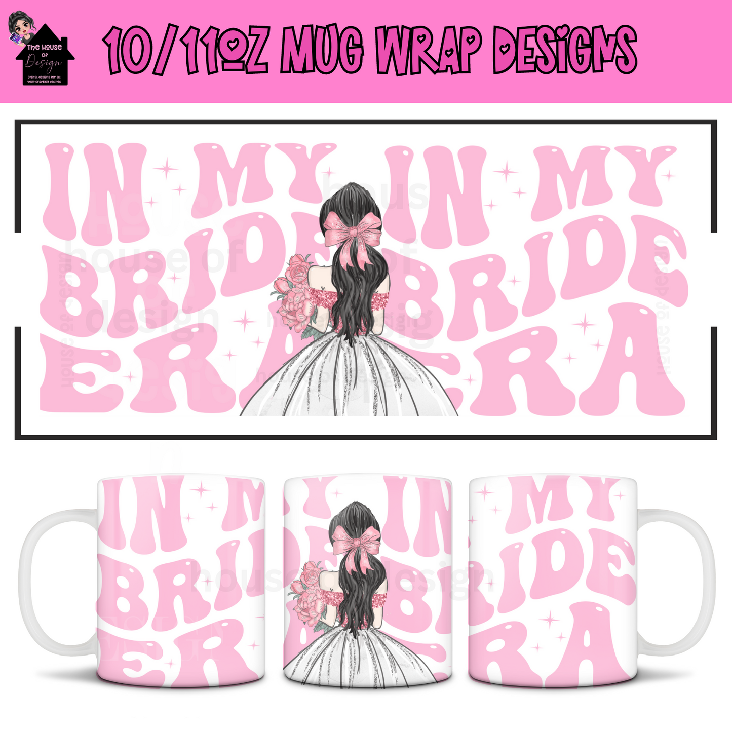 Mug Wrap Design - bride era - brown hair