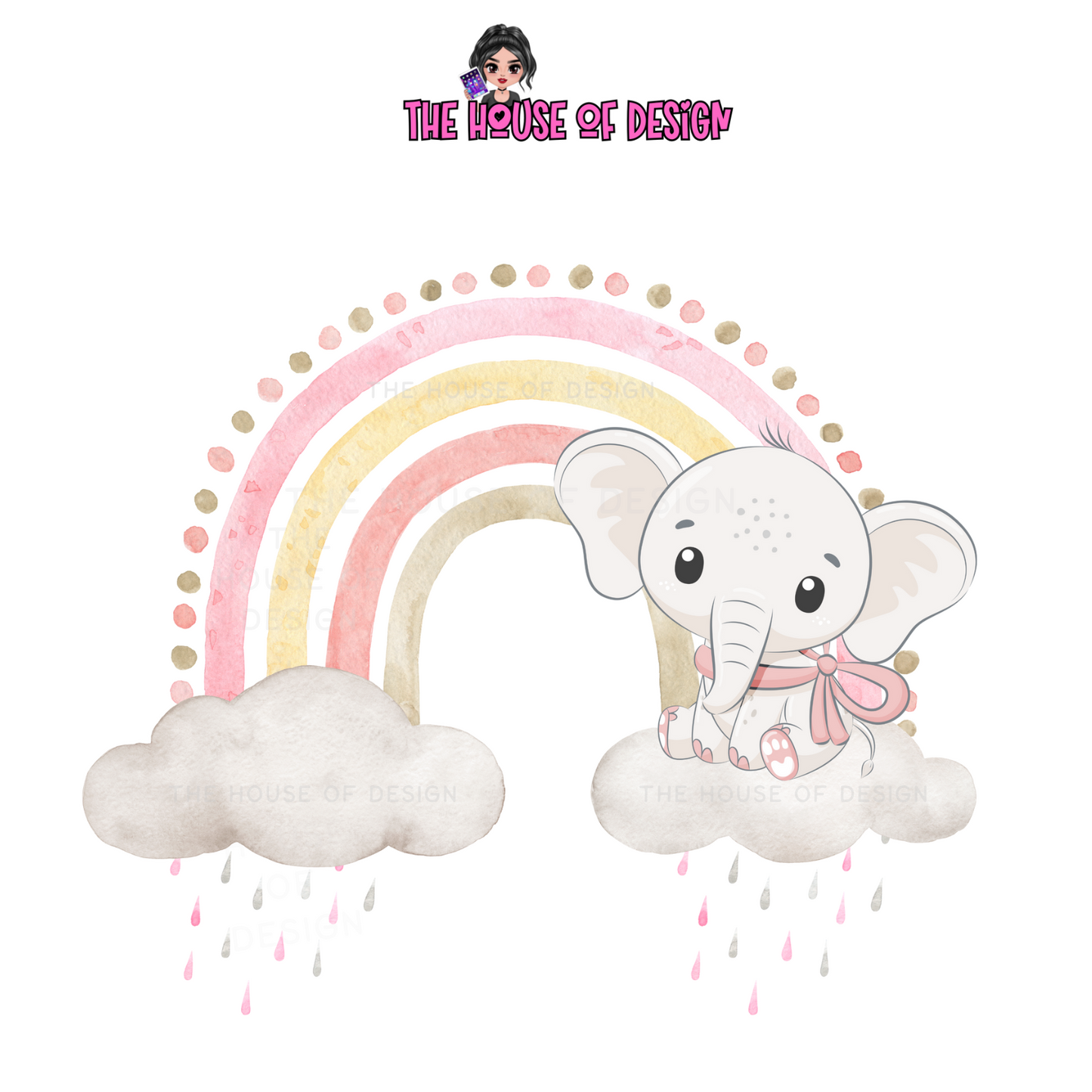 Cute Elephant Sublimation Design