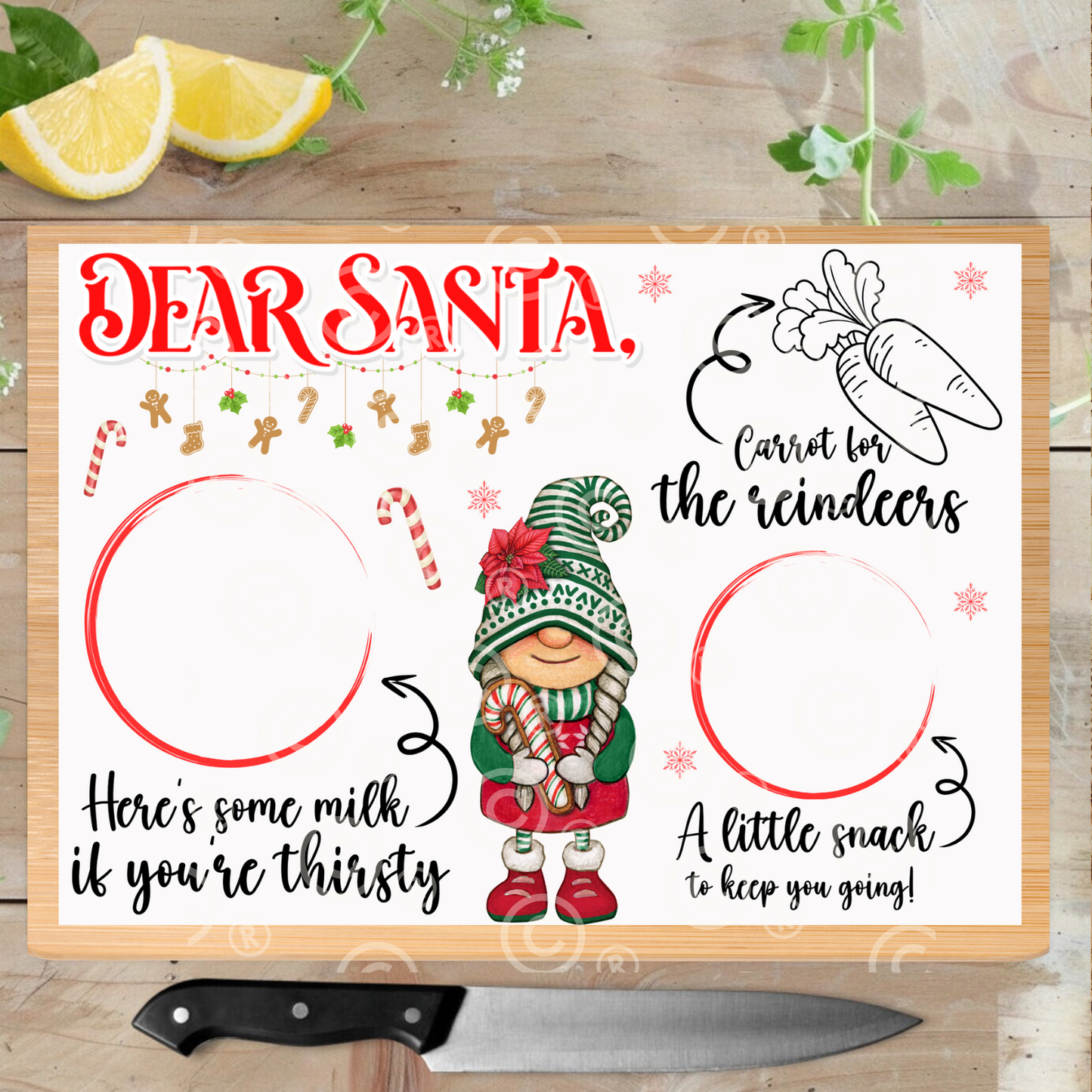 Santas Board - Girl Gnome Instant Download