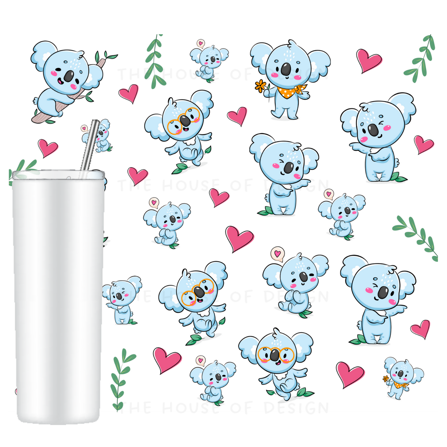 20oz Tumbler Wrap Design - koala blue