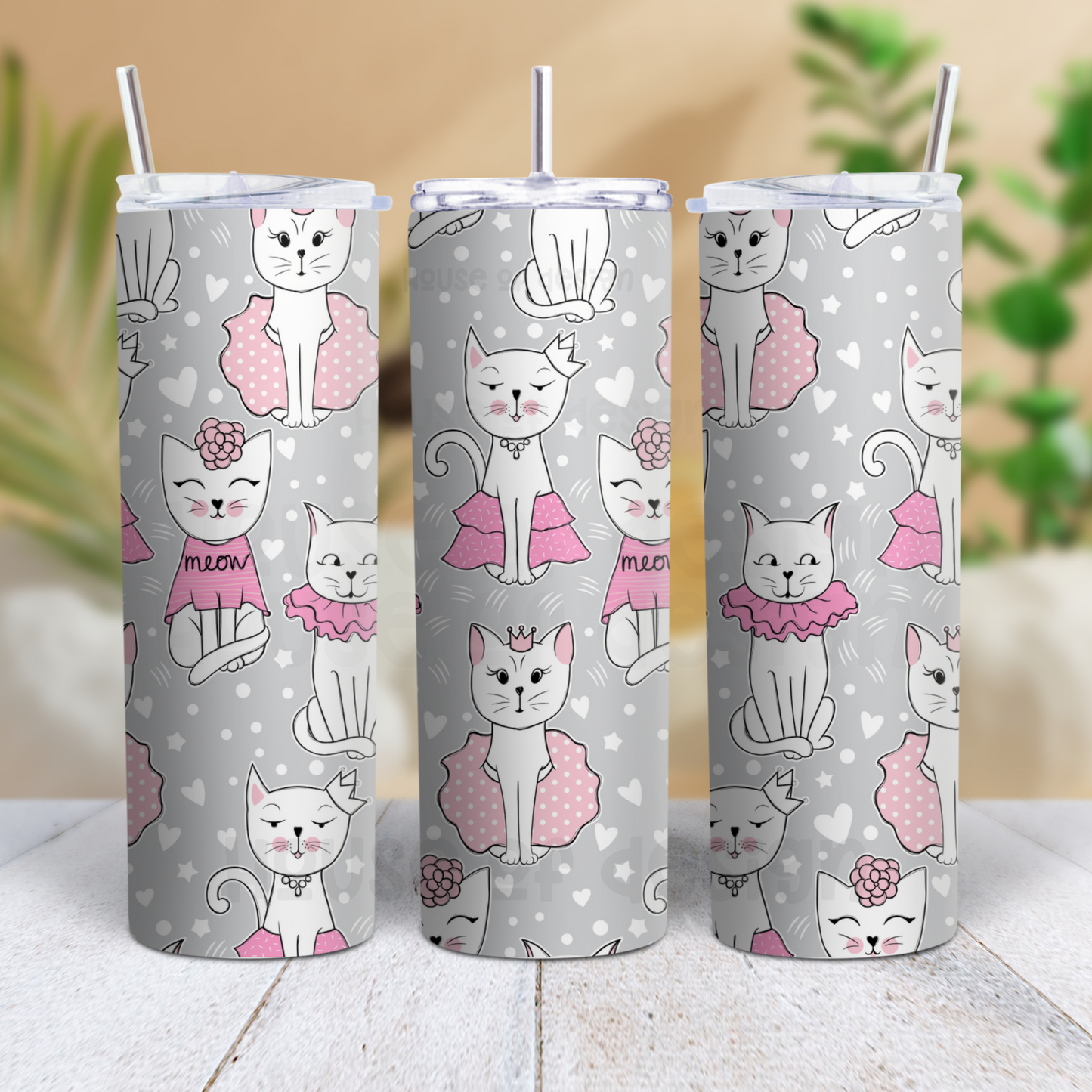 20oz Tumbler Wrap Design - Seamless Cat Pattern