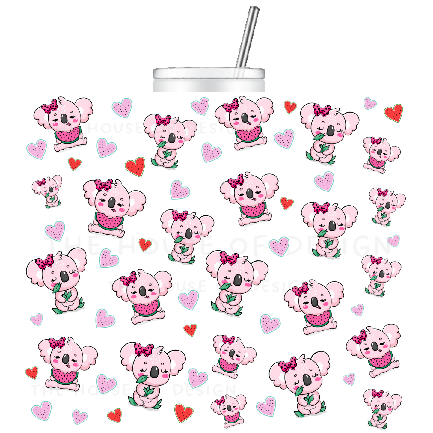 20oz Tumbler Wrap Design - koala pink