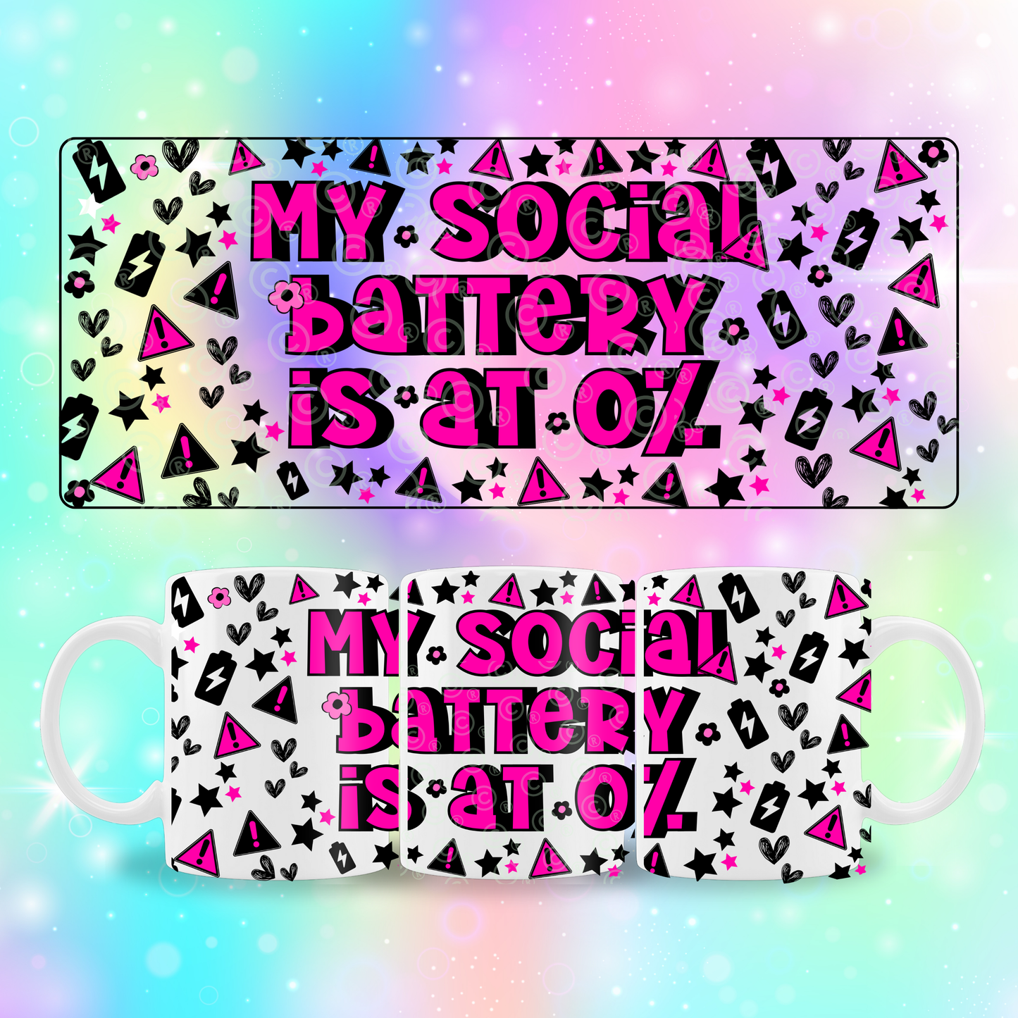 10/11oz Mug Wrap Design - SOCIAL BATTERY