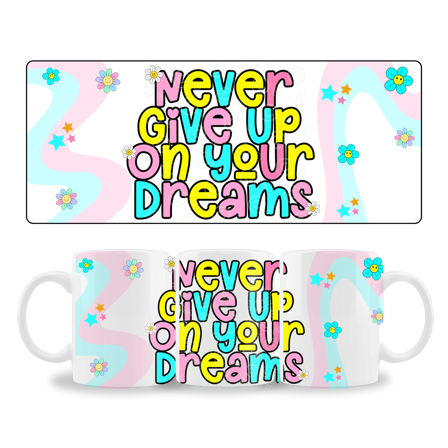 10/11oz Mug Wrap Design - never give up!