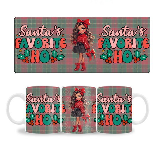 Mug Wrap Design - Santas Ho - Brown Hair