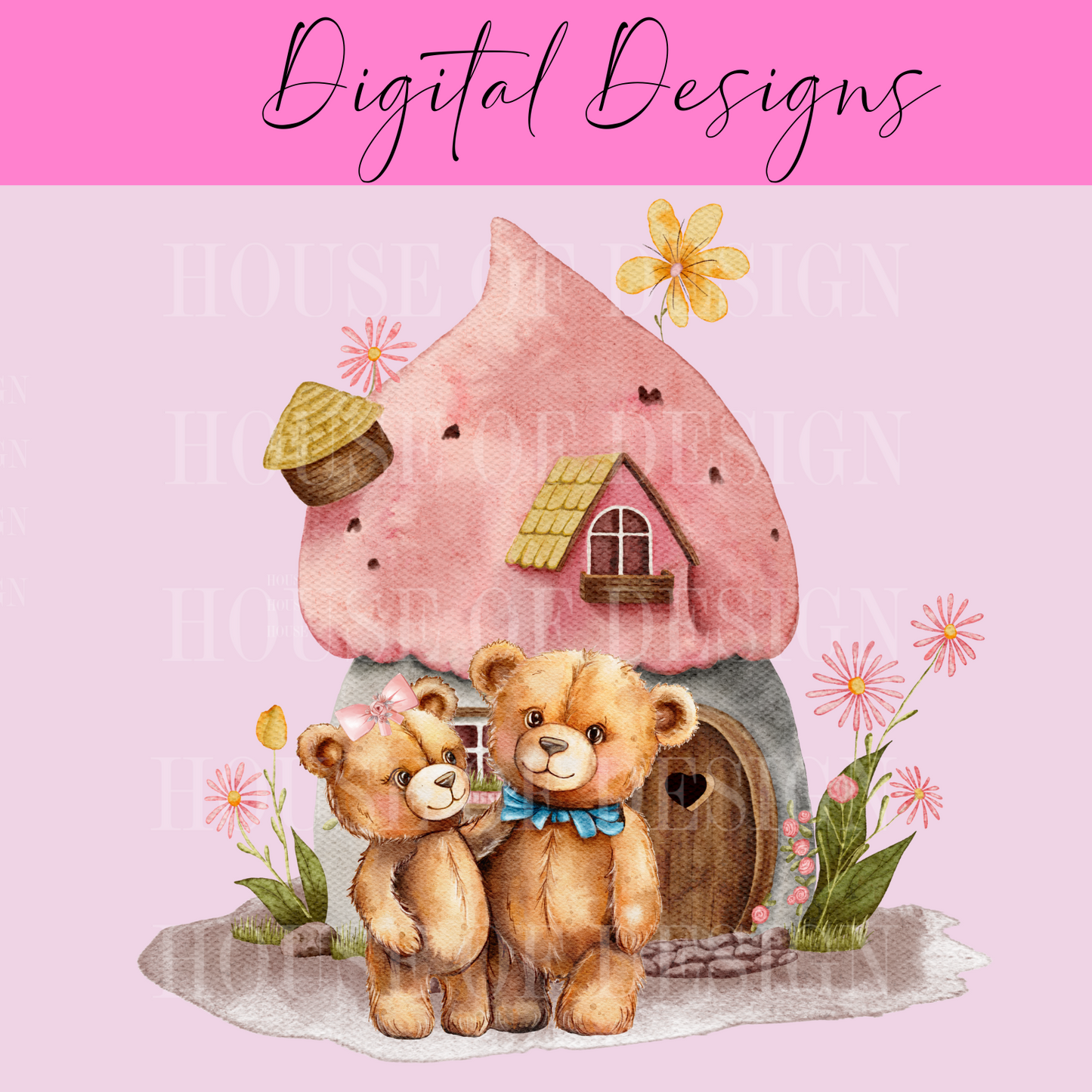 Cute bear house PNG 