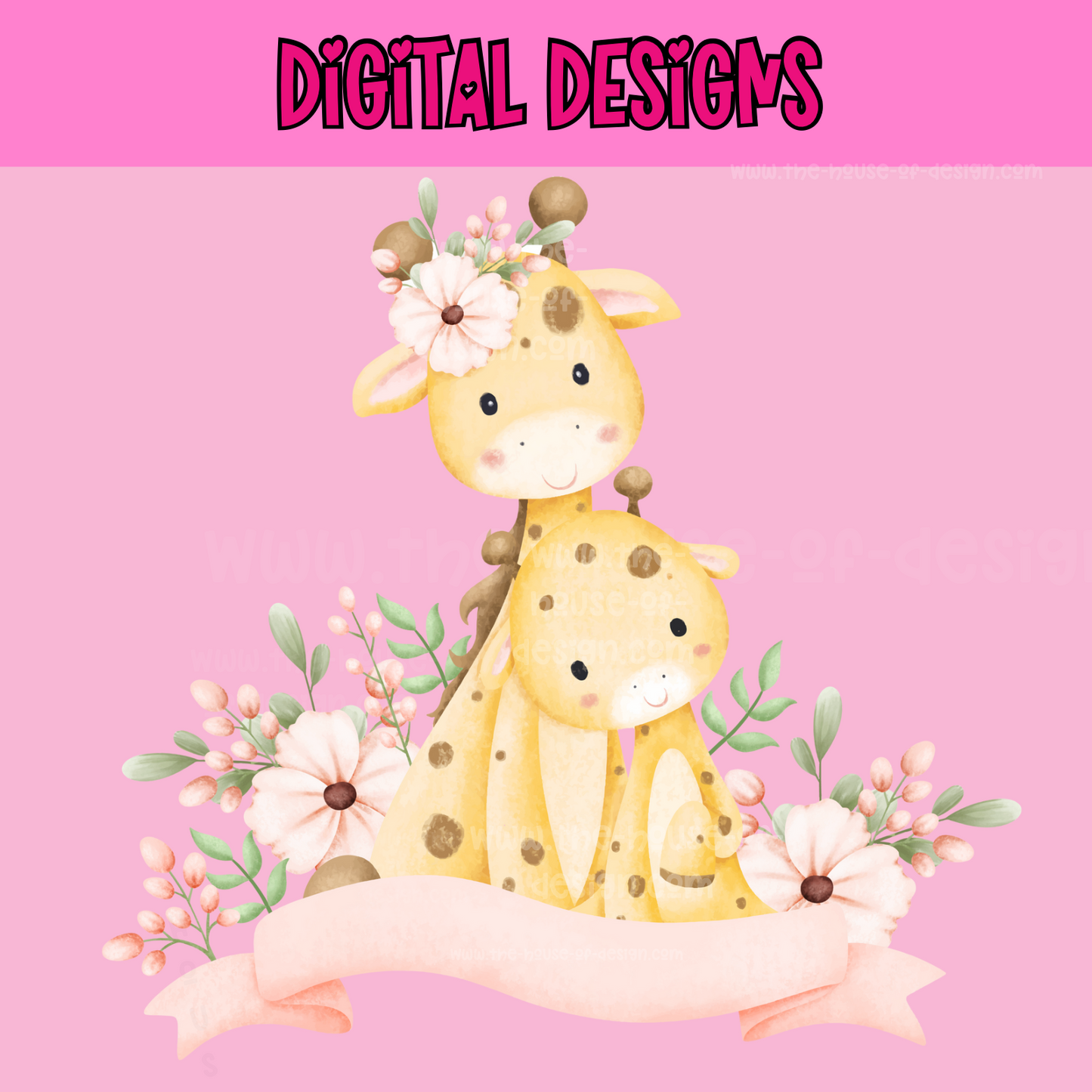 Cute Giraffe Sublimation Design