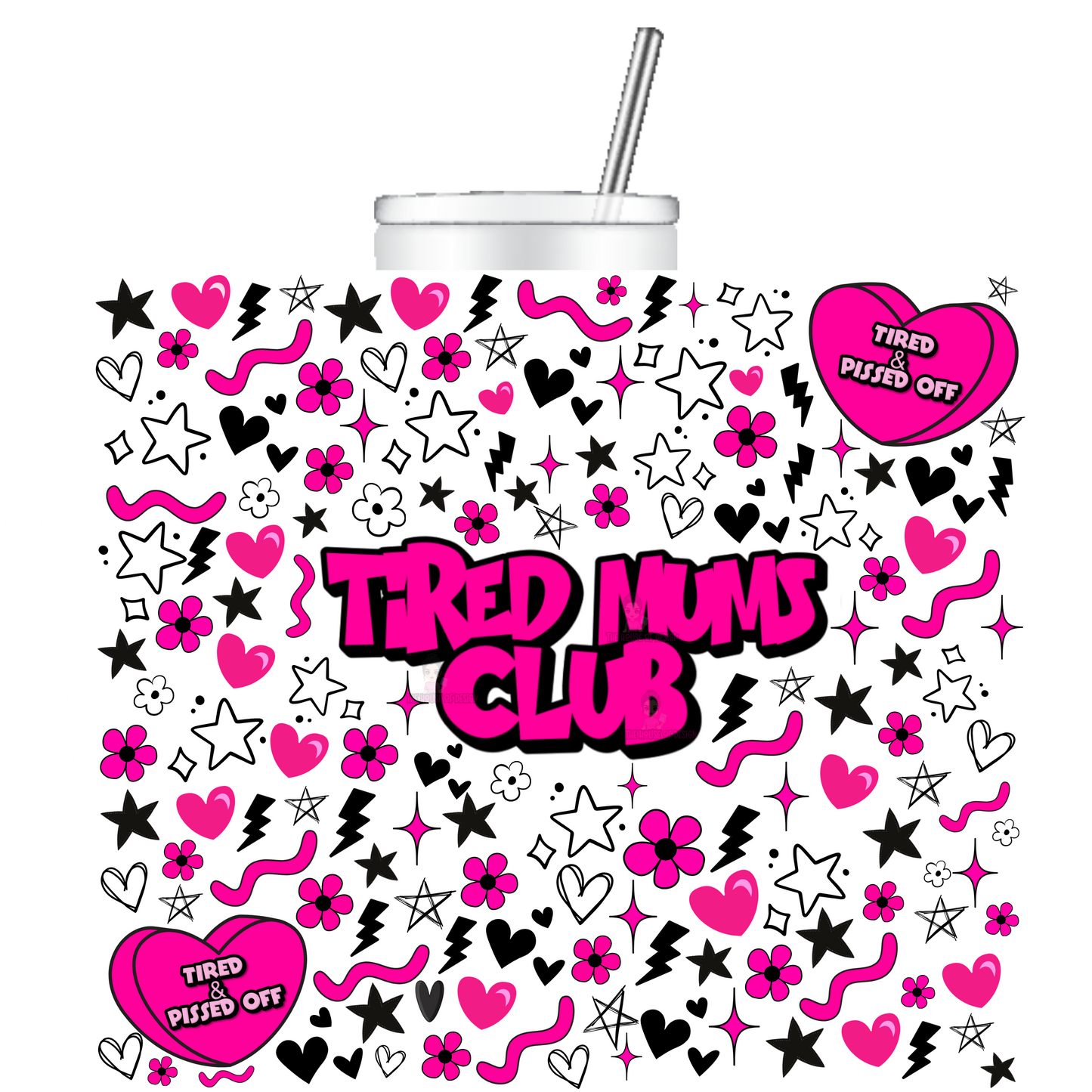 20oz Tumbler Wrap Design - tired mums club