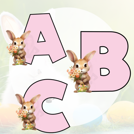 Bunny Full Alphabet Pink Download For Sublimation/DTF/UVDTF