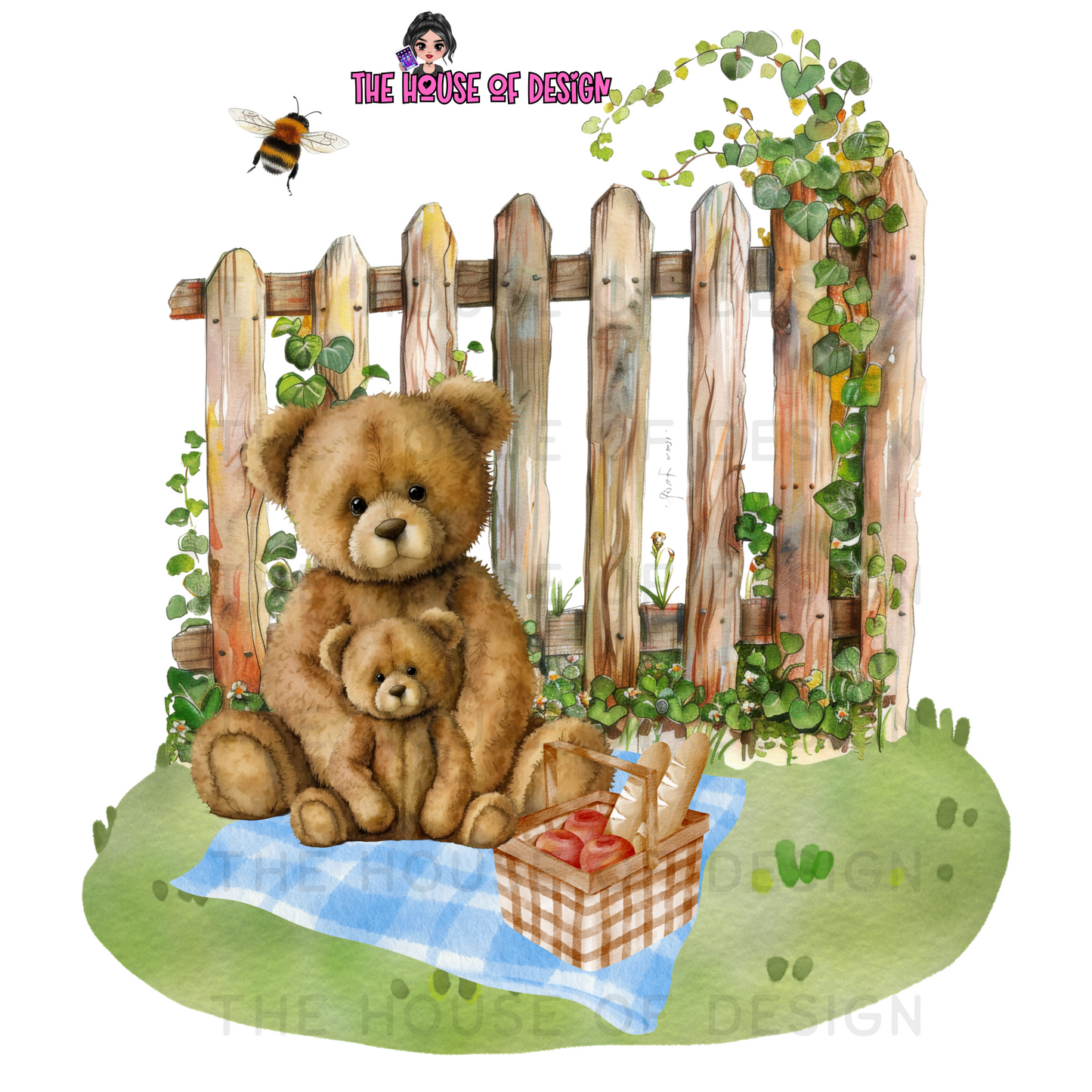 Picnic Bear Sublimation Design