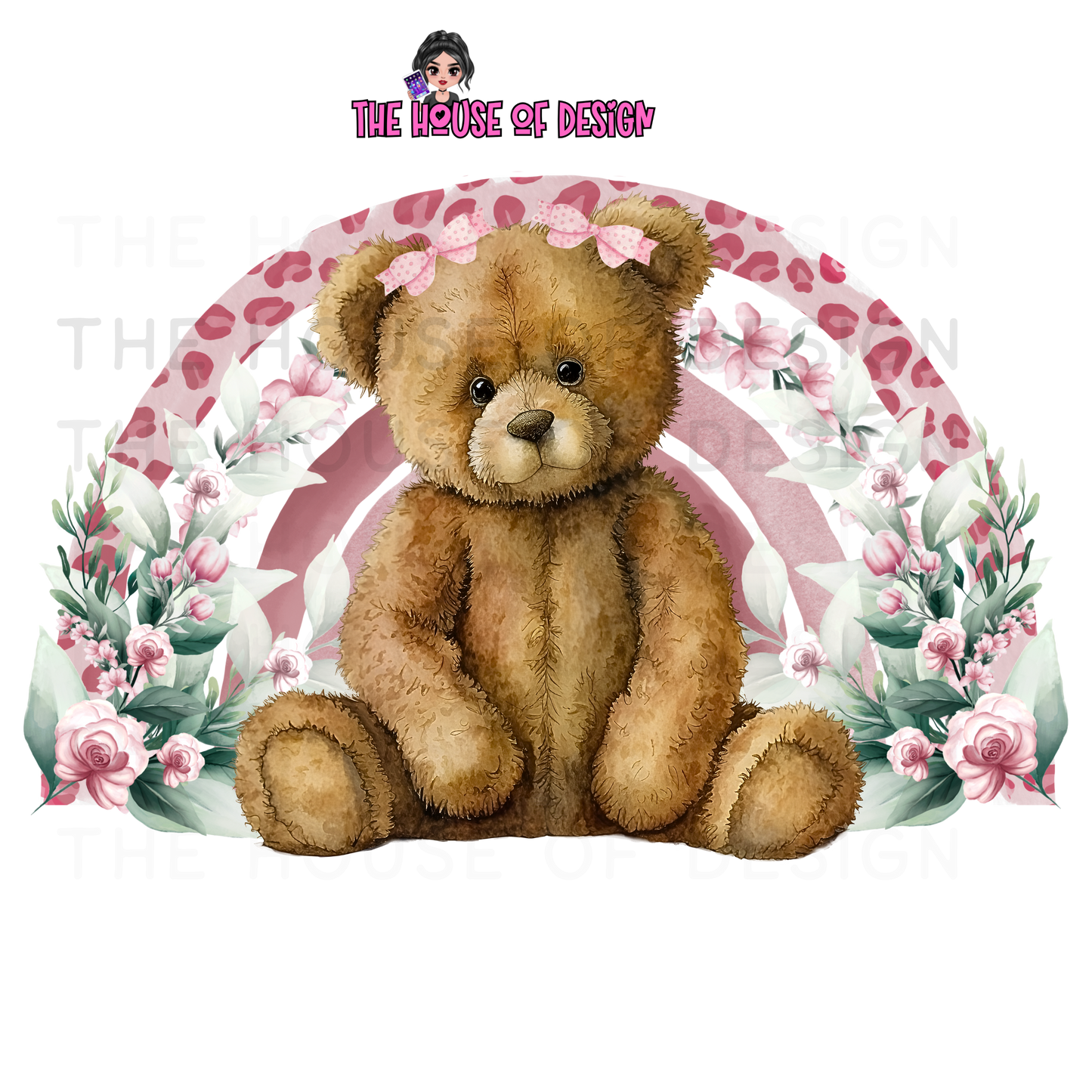 Pink Bear Sublimation Design