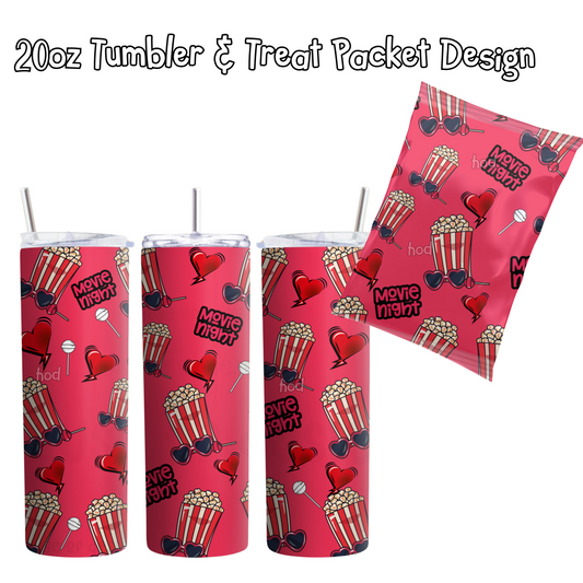 20oz Tumbler Wrap Designs - Movie Night PopCorn Packet & Tumbler