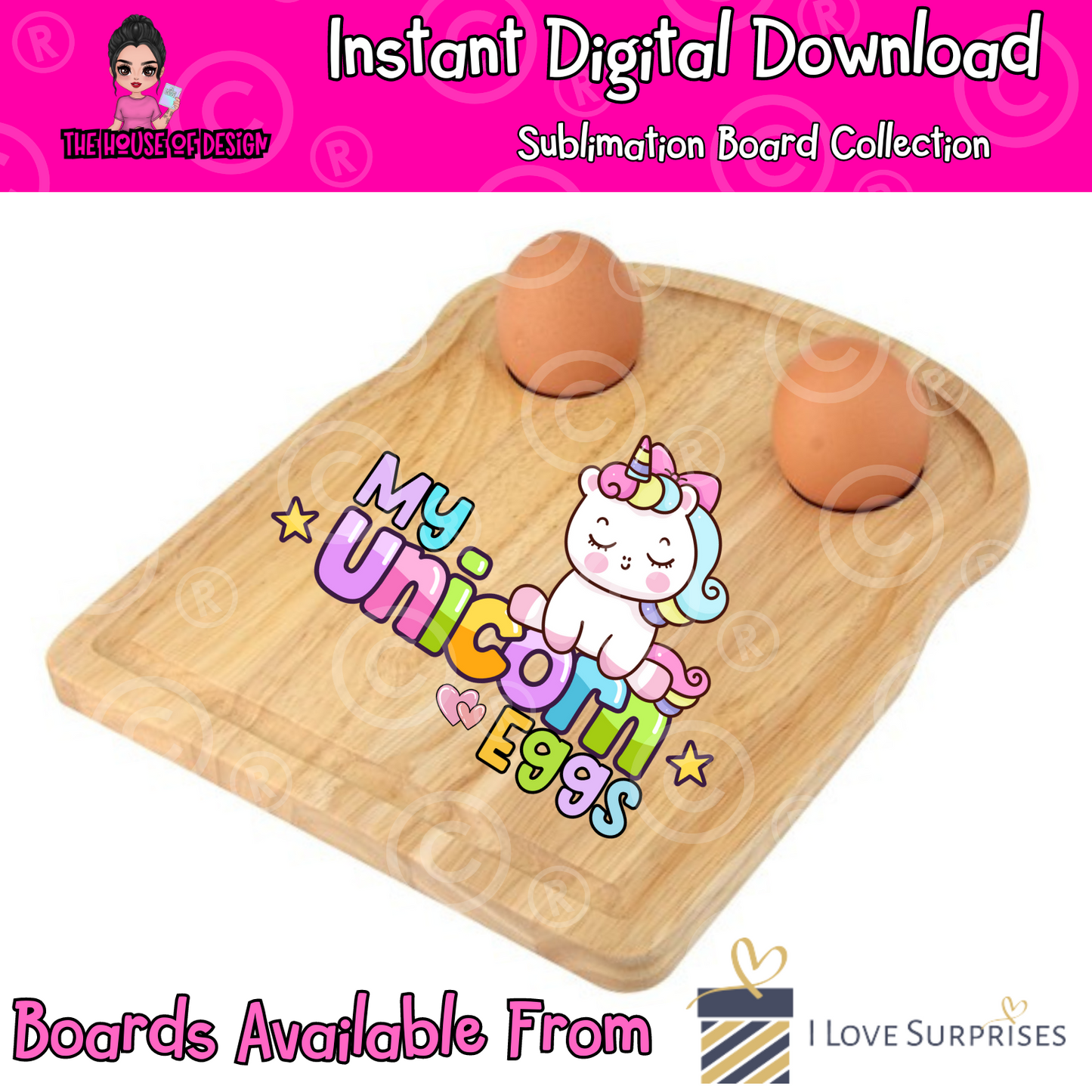 Egg Board Designs - Unicorn Eggs Instant Download