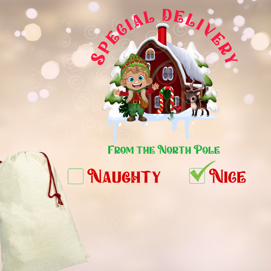 Christmas Naughty Or Nice Elf Sublimation Design