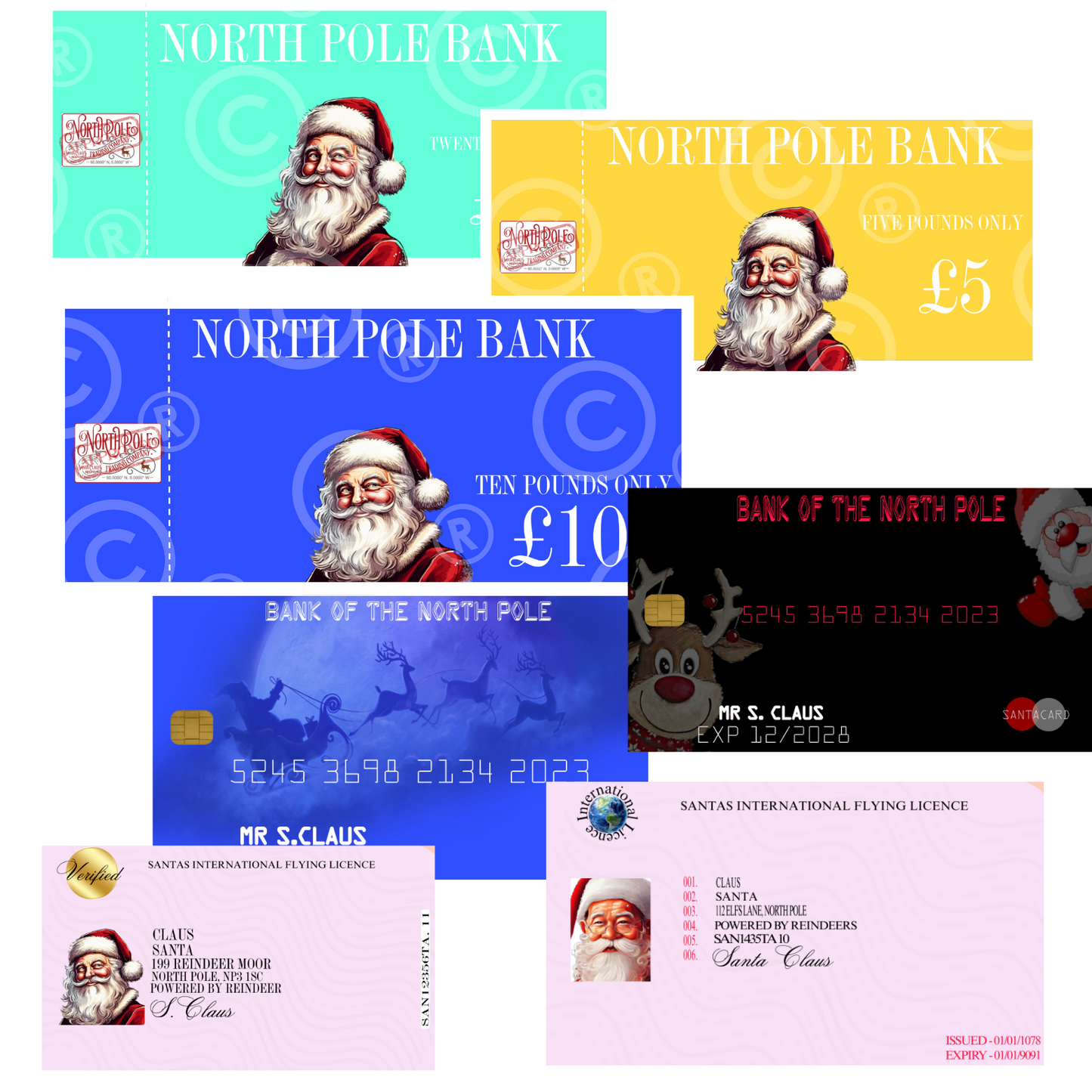 Santa Bundle - Money, Bankcards, Driving Licence - Instant Download