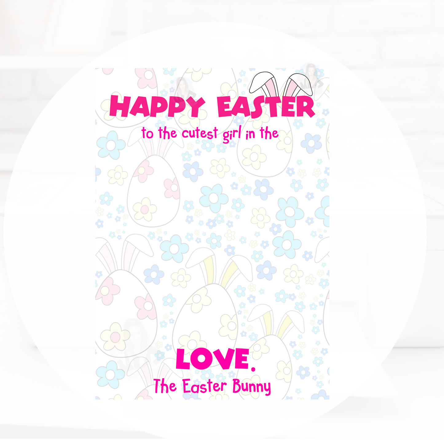 Pink Easter Bunny - A4 printable download