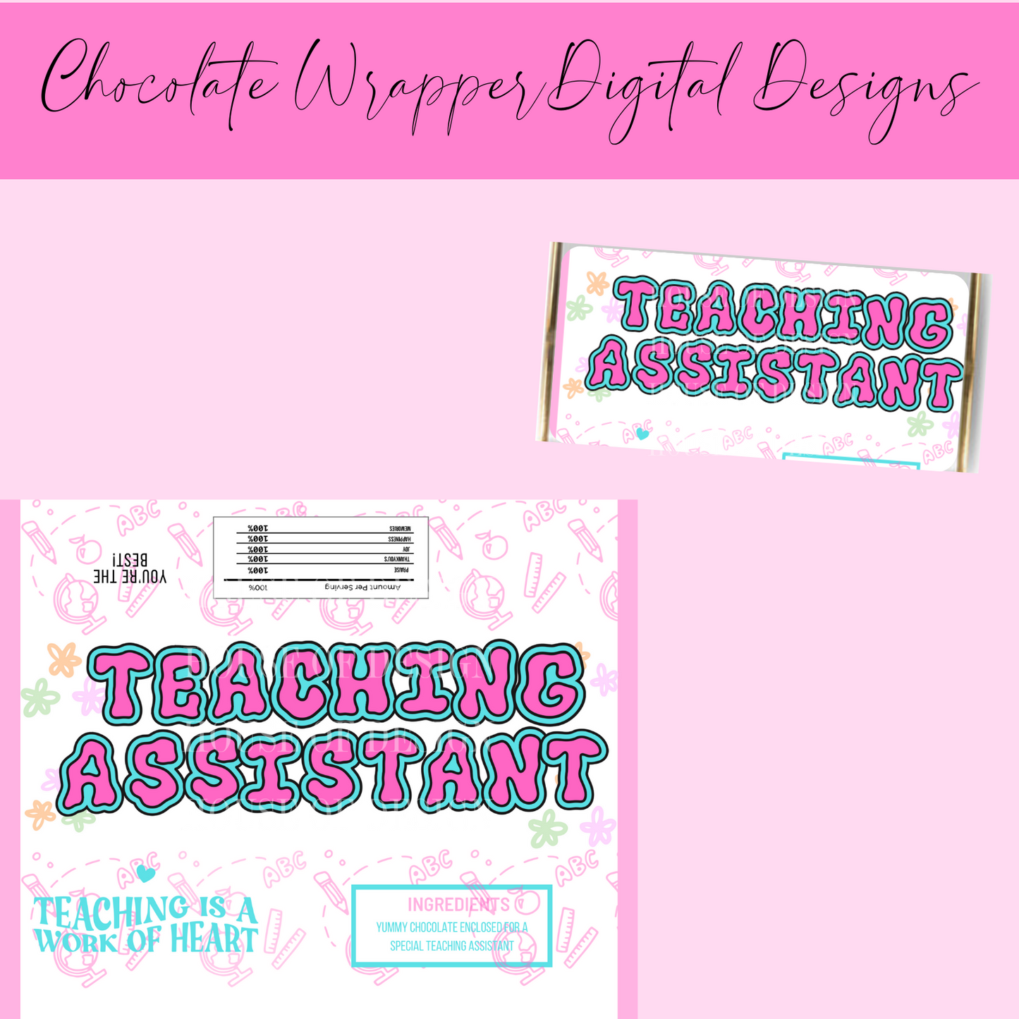 Teaching assistant chocolate wrapper 