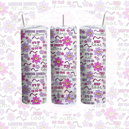 20oz Tumbler Wrap Design - Handrawn Clipart mental health matters