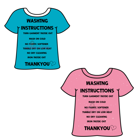 Craft Template - Care Cards - Vinyl & Sublimation T-shirt Washing Instructions