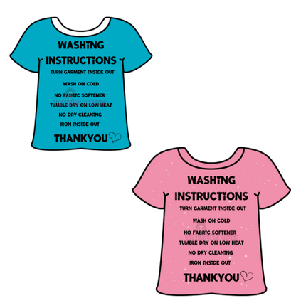 Craft Template - Care Cards - Vinyl & Sublimation T-shirt Washing Instructions