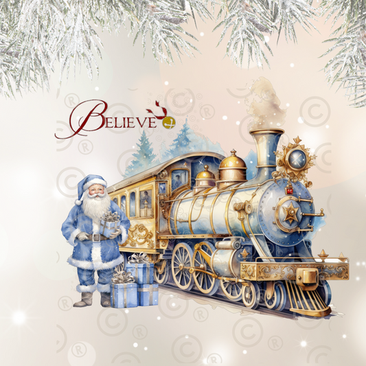 Christmas Believe Blue Sublimation Design