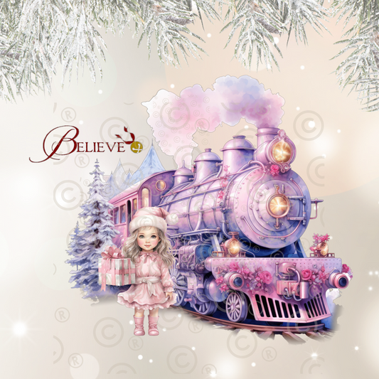 Christmas Believe Pink Sublimation Design