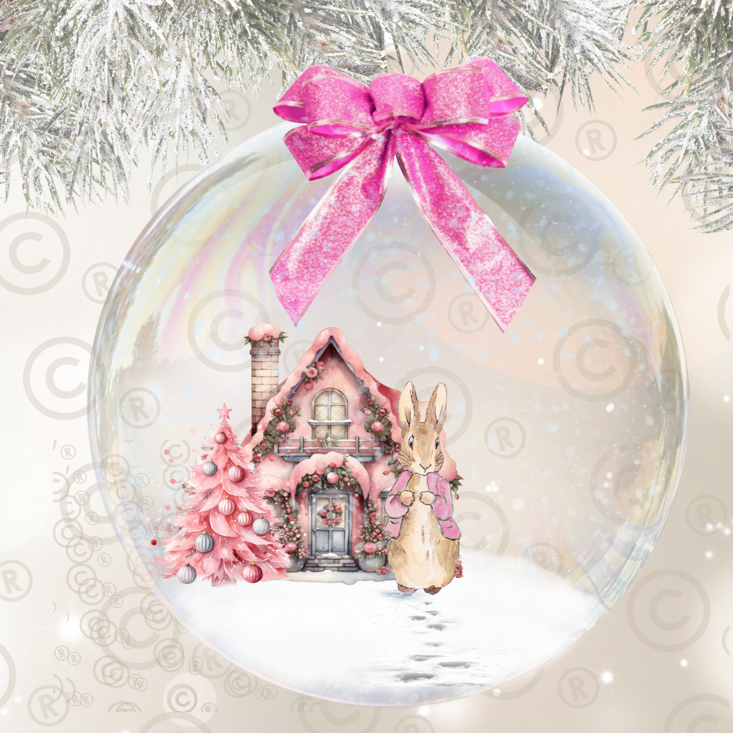 Christmas Bauble Pink Sublimation Design